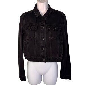 Paige Women's Black Denim Jean Cropped Jacket Coat Goth Punk Emo Metal Grunnge S